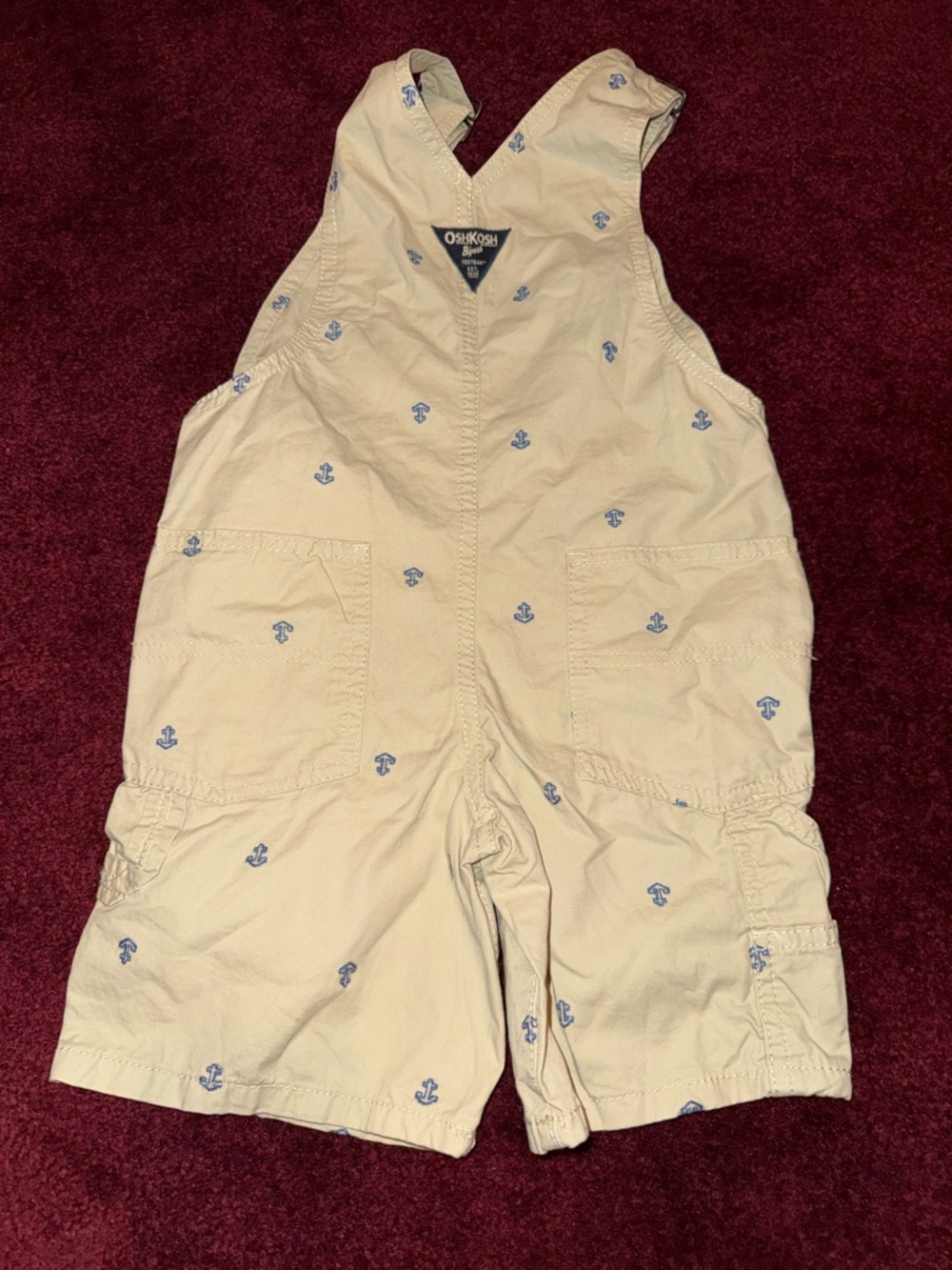 Oshkosh B’gosh Toddler 4T Shortalls Overalls Embroidered Blue Anchors Sail Boat - Picture 2 of 3
